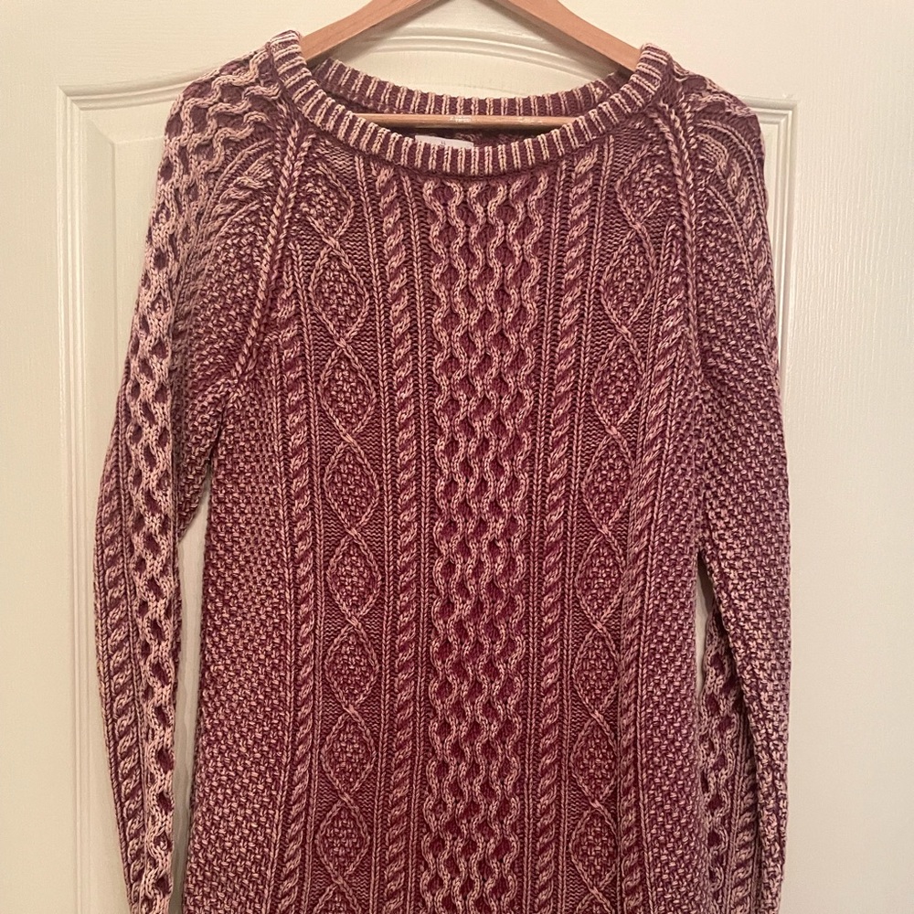 COPY - New with Tags. LL Bean Sig Cotton Fisherman Tunic Sweater, Burgundy